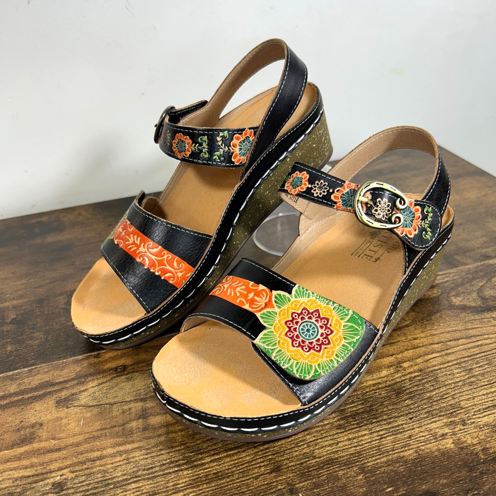 L'artiste By Spring Step Roshni-BM Sandals Womens 8 EU 38 Black Multi